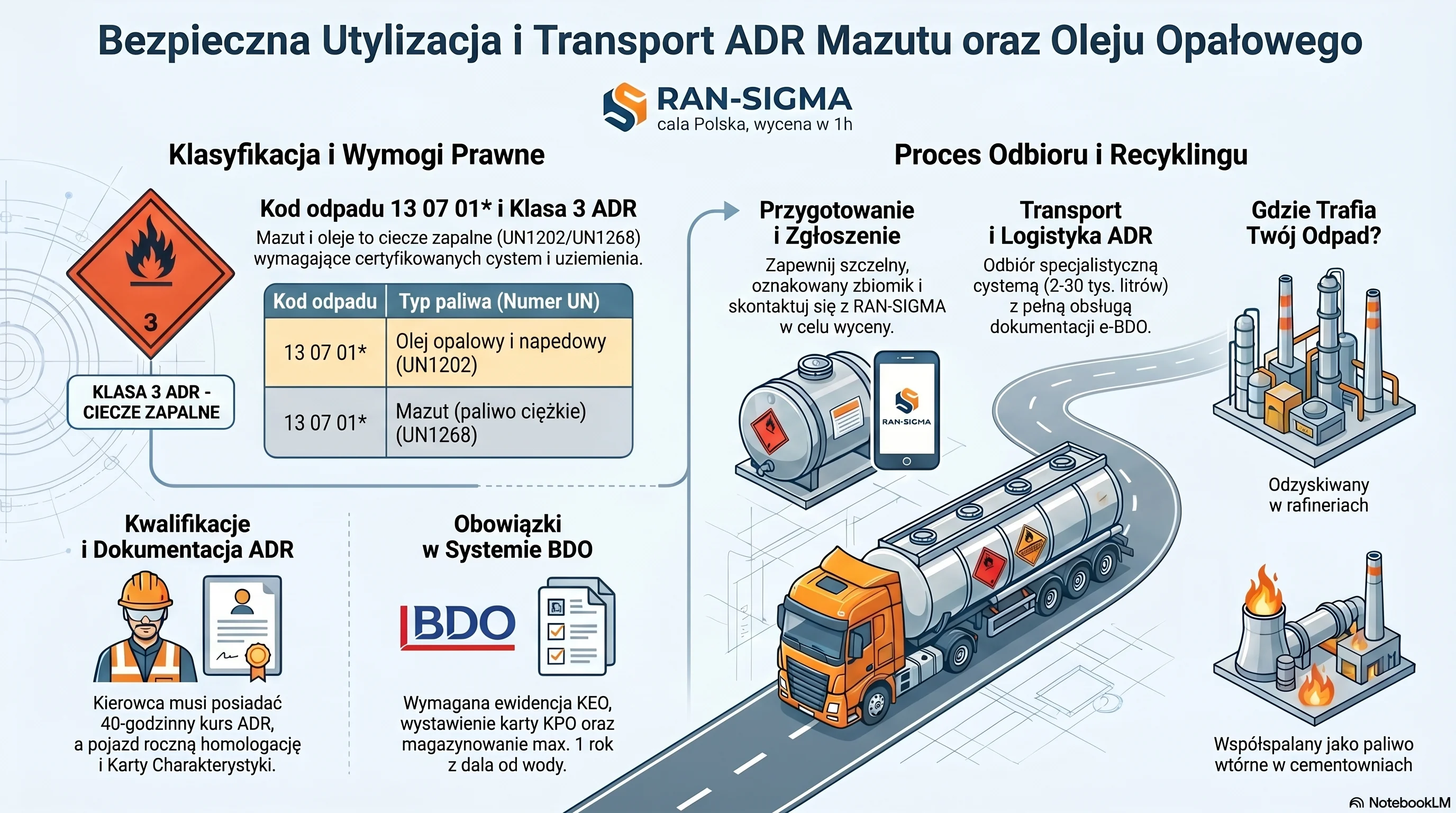 Mazut i olej opałowy – utylizacja i ADR