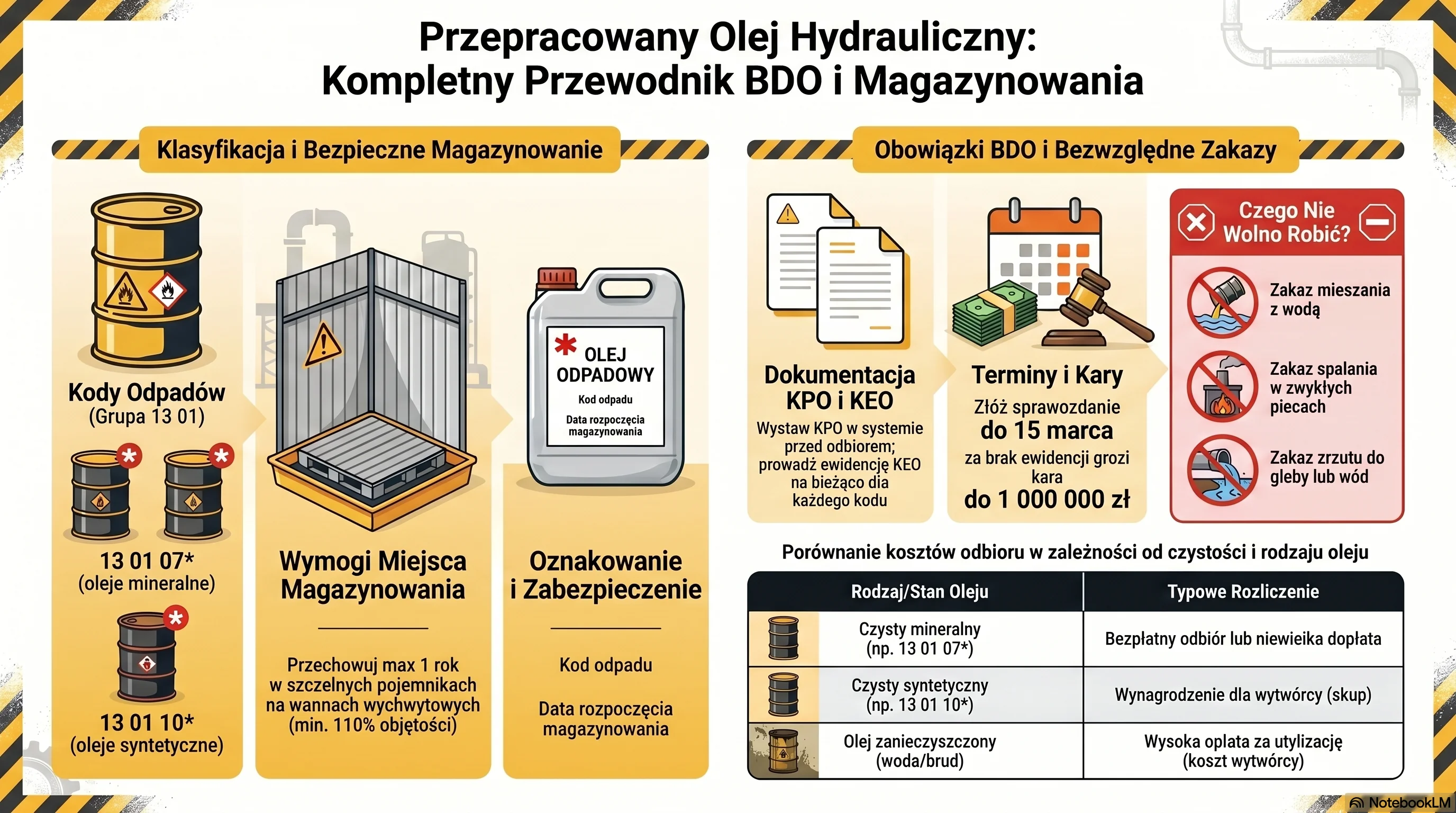 Infografika: olej hydrauliczny przepracowany – odbiór krok po kroku, BDO