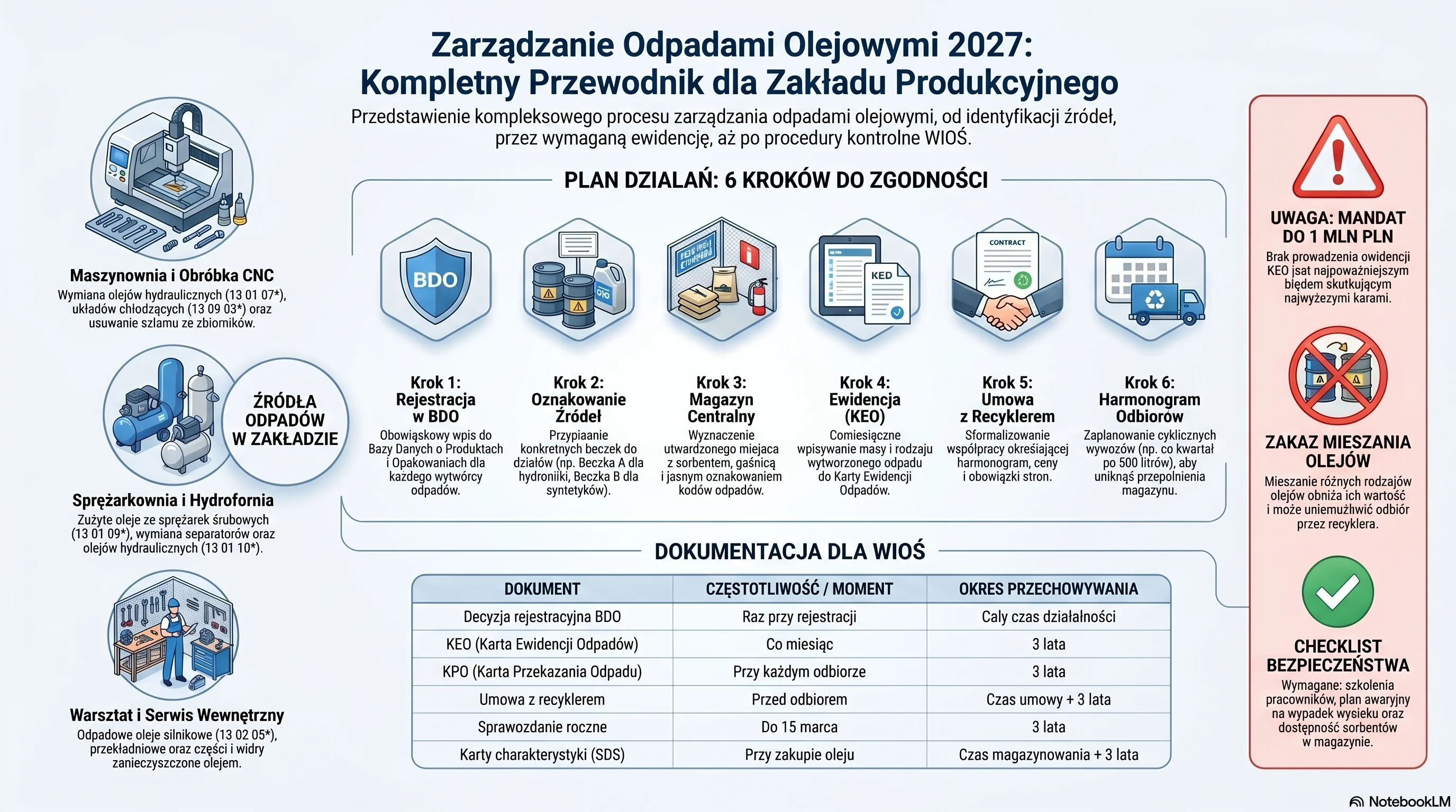 Odpady olejowe w zakładzie produkcyjnym
